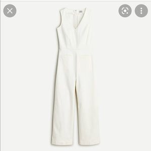 NWT J. crew v neck size 8 denim white jumpsuit